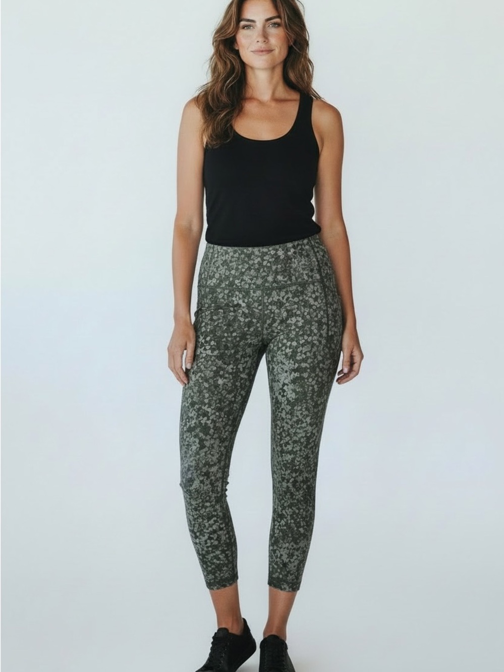 lululemon athletica Swift Speed Olive Floral High-Rise Crop Leggings Size 12